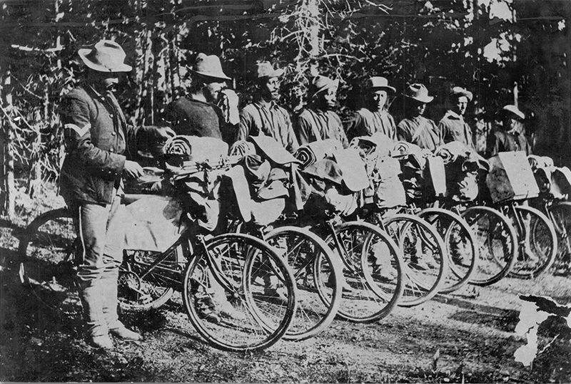 25th Infantry Bicycle Corp at Yellowstone National Park.No copyright infringement intended